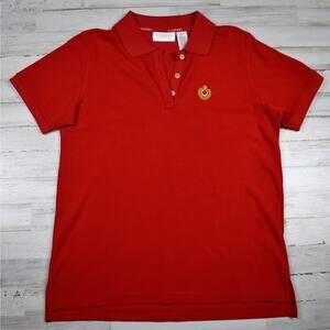 Liz Claiborne red cotton short sleeve polo shirt top Women's petite small preppy